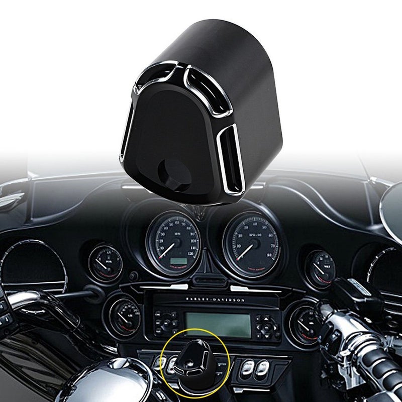 KATUR CNC Ignition Switch Cover Motorcycle CNC Accessory Edge Cut Billet Aluminum Compatible with Har Ley Touring Street Road Glide 2007-2013(Black) - Image 1
